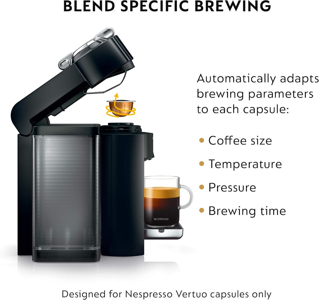 Vertuo Coffee and Espresso Machine by De'Longhi with Milk Frother, 236.59 Milliliters, Piano Black