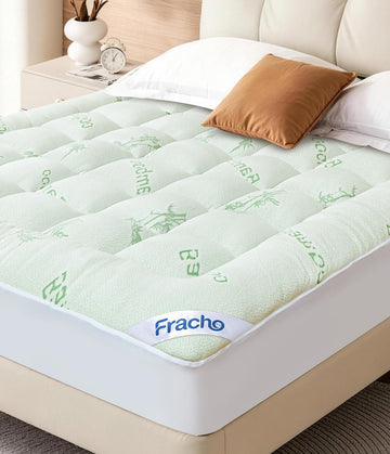 Ultra Soft Mattress Topper King - Cooling Mattress Topper with Rayon Made from Bamboo Cover - 1000GSM Plush Pillow