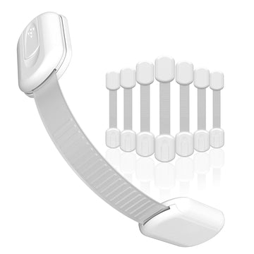 Cabinet Strap Locks for Baby Proofing, 8 Pack, White
