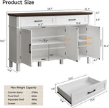 55 Inch Buffet Cabinet with Storage, Farmhouse Sideboard Buffet w/2 Drawers and 3 Doors