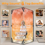 Portable Sauna for Home, Upgraded Personal Steam Sauna Box with 3L 1300W Steamer, Folding Chair