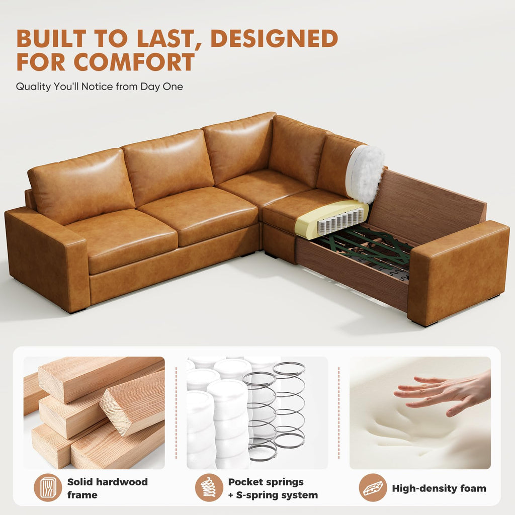 Oversized Modular V Shaped Sectional Couches, 7 Seater Comfy Sofa with Wide Armrest, Thick Spring Cushions, Luxury