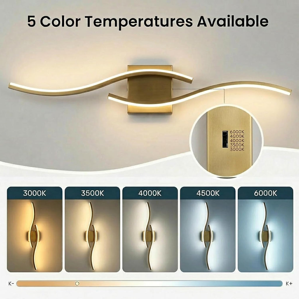 Vanity Light , 31.6 Inch Gold LED Dimmable | Bathroom Lights Fixture Over Mirror, 5CCT Adjustable Color Temperatures