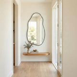 Irregular Wall Mirror 30"x16.5", Small Asymmetrical Mirror for Wall Decor, Matte Black Rust Proof Aluminum, Tempered