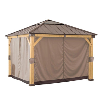 Four-Side Privacy Side Wall Curtain Set for 11 x 11 ft Gazebo, UV-Resistant Water-Resistant Polyester Curtain Panel