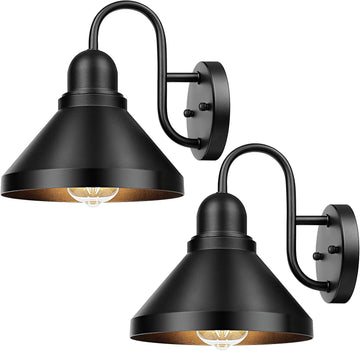 Gooseneck Outdoor Light Fixtures, 2-Pack Farmhouse Barn Lights for Porch