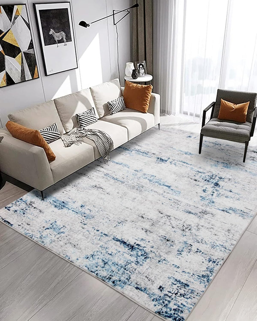 Area Rug Living Room Rugs: Large Soft Indoor Carpet Modern Abstract Rug with Non Slip Rubber Backing for Under