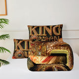 King and Queen Comforter Set Black and Gold，King and Queen Bedding Set，Red Floral Quilt Set Queen，with 1 Comforter