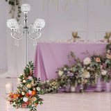 Silver Candelabra,49'' Tall Candelabra Floor Candle Holders,5 Arm Candelabra Candle Holder Centerpiece Decorations