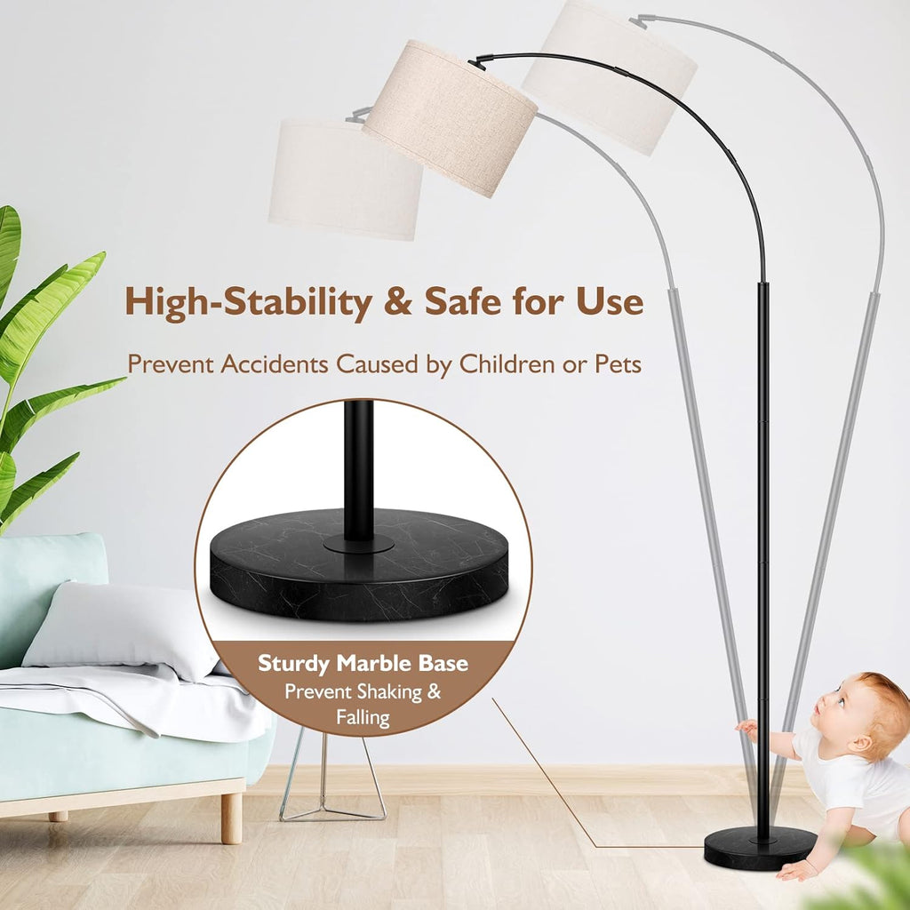 79'' Arc Floor Lamps, Modern Standing Lamp with Adjustable Hanging Drum Shade