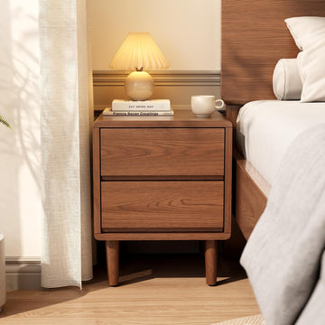 Solid Wood Nightstand Walnut Night Stand with Drawers Mid Century Modern Nightstand with Storage,Wood Night