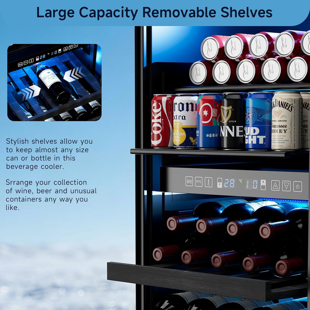 15 Inch Wine Fridge Dual Zone, Built in Wine Cooler Refrigerator 15 Inch Wide, 3