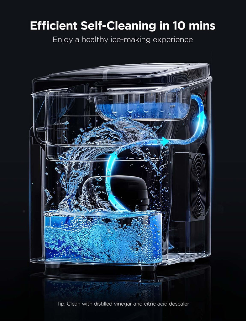 Smart Ice Maker Countertop, Portable Ice Machine with Voice Control, 9 Ice Cubes in 6 Minutes 3 Sizes, 26lbs/24Hrs