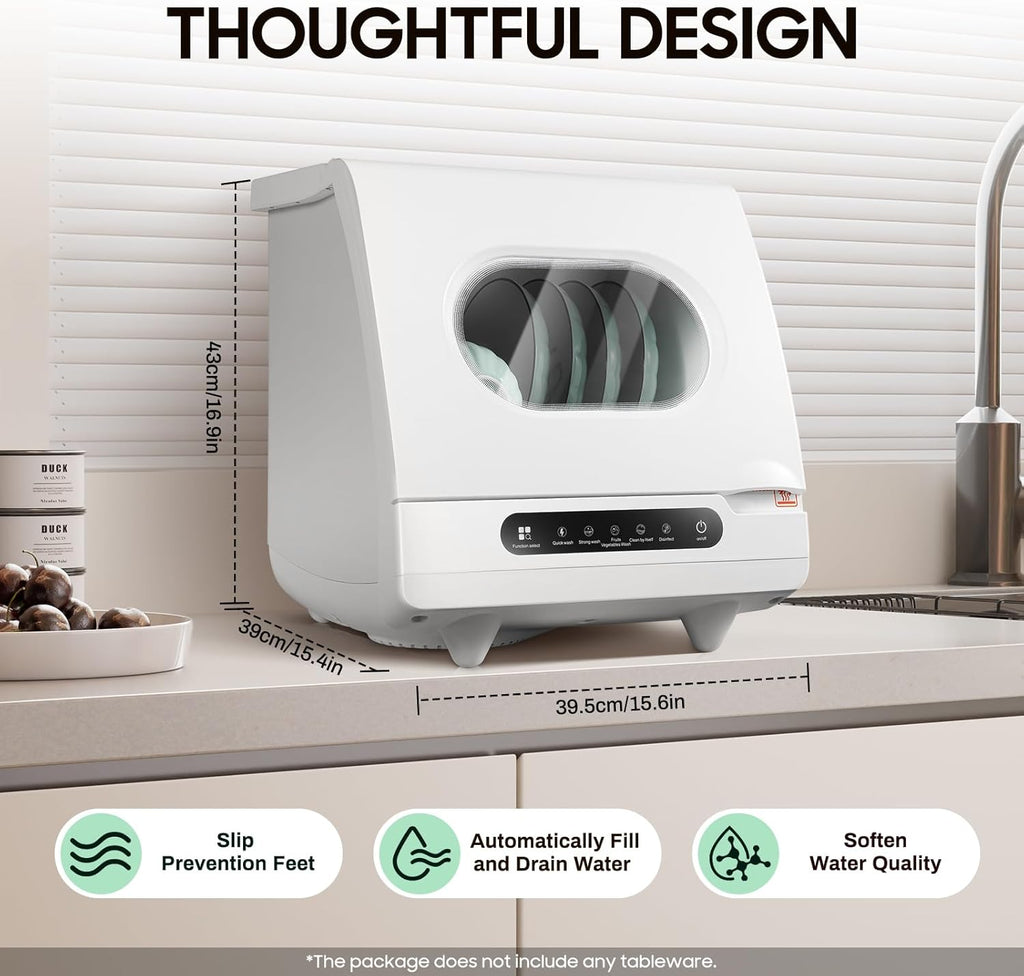 Portable Countertop Dishwasher, Mini Dishwasher Table Top Dishwasher w/5L Built-in Water Tank, 5 Washing Programs