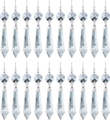 20 Pcs 55mm Clear Crystal Icicle Prisms Chandelier Hanging Lamp Decor - Clear Crystal Icicle Prisms Pendants