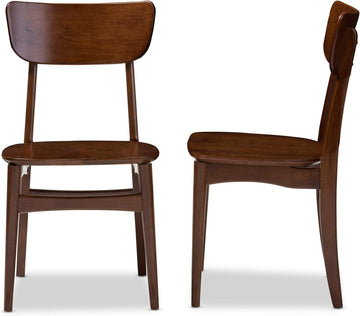 Set of 2 Netherlands Mid-Century Modern Scandinavian Style Dark Walnut Bentwood Dining Side Chairs