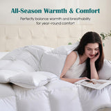 Goose Feather Down Fiber Comforter Queen, 100% Cotton Ultra Soft Fluffy Duvet Insert Queen