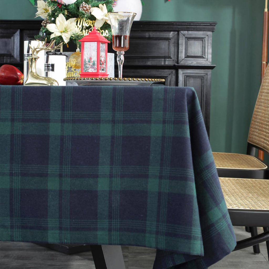 Dining Room Rectangle Fabric Tablecloth, British Style Plaid Print Tablecloth, Christmas & Holiday Table Cover.