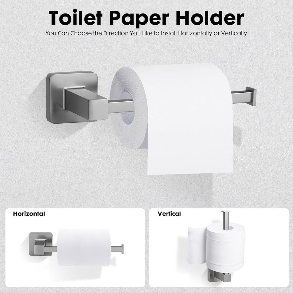 5 Piece Bathroom Hardware Accessories Set Brushed Nickel,24 Inch Towel Bar Set,Towel Rack Set,Bathroom Towel Holder