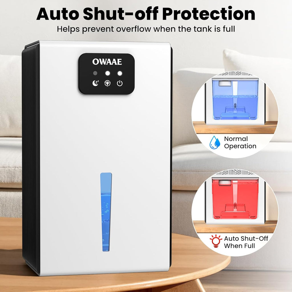 Dehumidifier, 1000 sq.ft Quiet Dehumidifiers for Home Bedroom Bathroom Basement with 95oz Water Tank, Sleep Mode