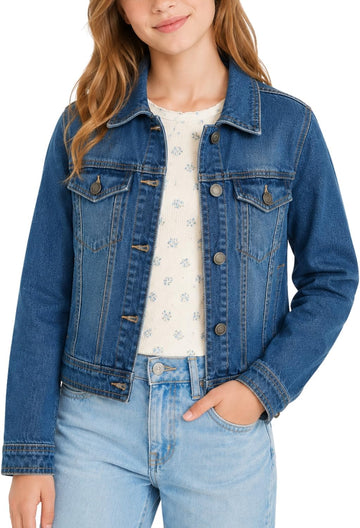 Girls Denim Jacket, Classic Jean Jacket, 100% Cotton