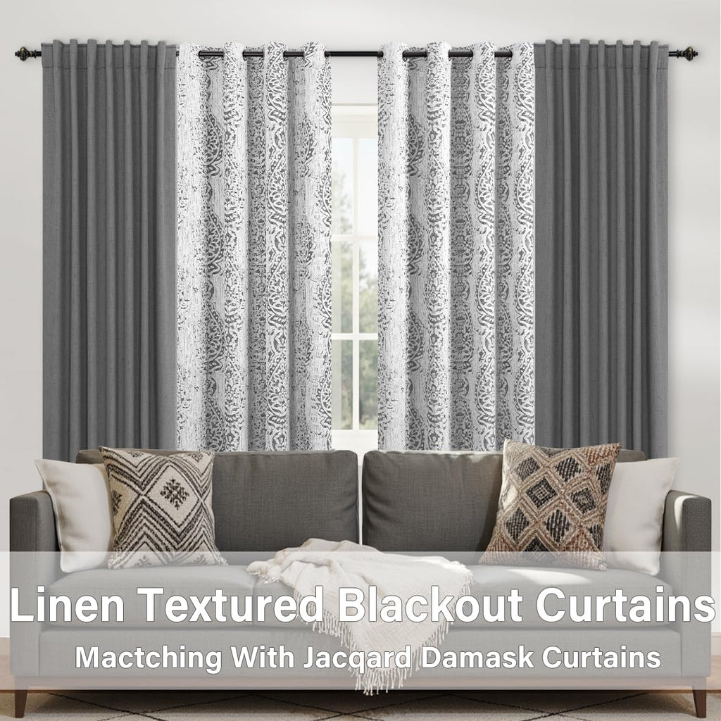 Patterned Blackout Curtains 84 Inch Long, Grey Light Gray Black Out Moroccan Geometric Pattern Curtains 2 Panels Set