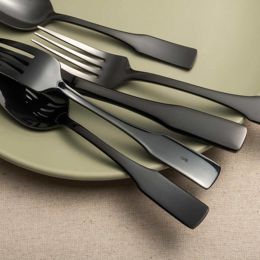 Black Mirror 40-Piece Silverware Set,Service for 8,Stainless Steel Flatware Set,Mirror Cutlery Set,Dishwasher Safe