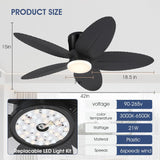 Palm Leaf Ceiling Fans with Lights-42 Tropical Ceiling Fan with Light and Remote/APP Control,Flush Mount Low Profile Black Ceiling Fans for Bedroom,Indoor/Outdoor Patio Use A101-B0DLVQVJKJ