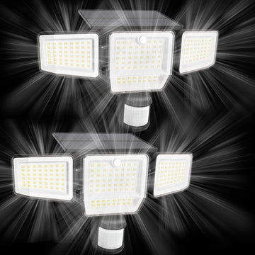 6000LM Solar Lights Outdoor, 4 Heads Motion Sensor Outdoor Lights, Solar Flood Lights for Yard House Outside Garage
