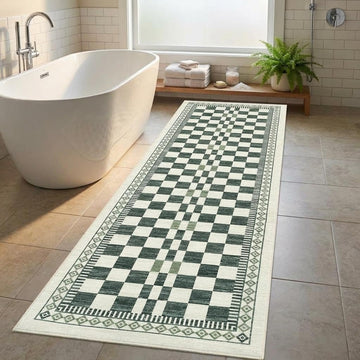 2x6 Runner Rug Modern Abstract Checkered Carpet