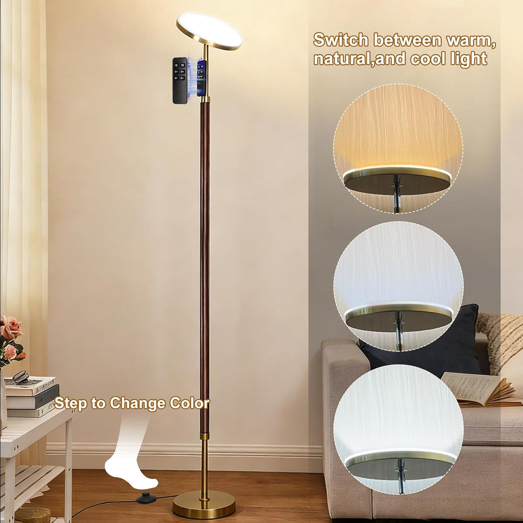 Wood Floor Lamp 30W 3000Lm Super Bright LED Wooden Floor Lamp