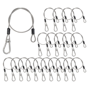Stage Lights Safety Cables, 20 Pack Stainless Steel Security Cable for Stage DJ Party Lights, Thickened 5/32"