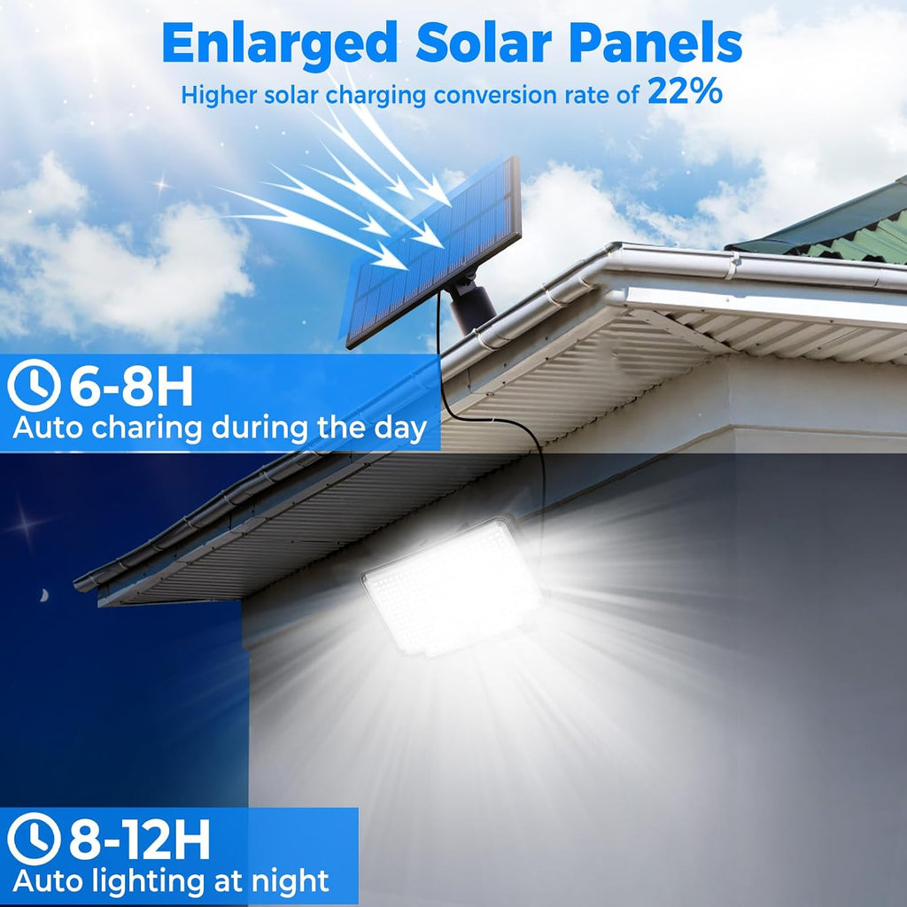 Solar Lights Outdoor Waterproof, [318 LED/3 Modes] Solar Motion Security Light, Flood Lights with 16.4 FT Cable for