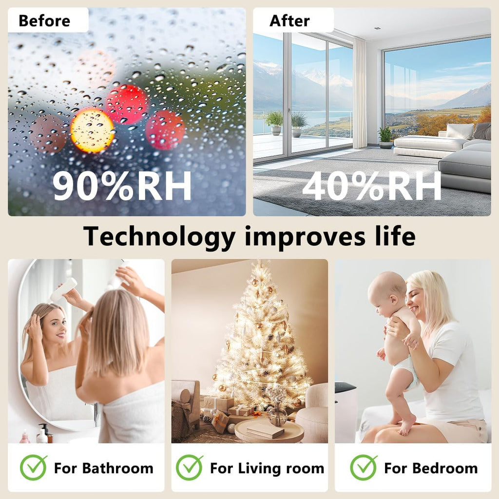 Dehumidifier 1657ML 58OZ Small Dehumidifier for Home 230 Ft² Safety Dehumidifiers Adjustable 10 Color Lights 5 Timers