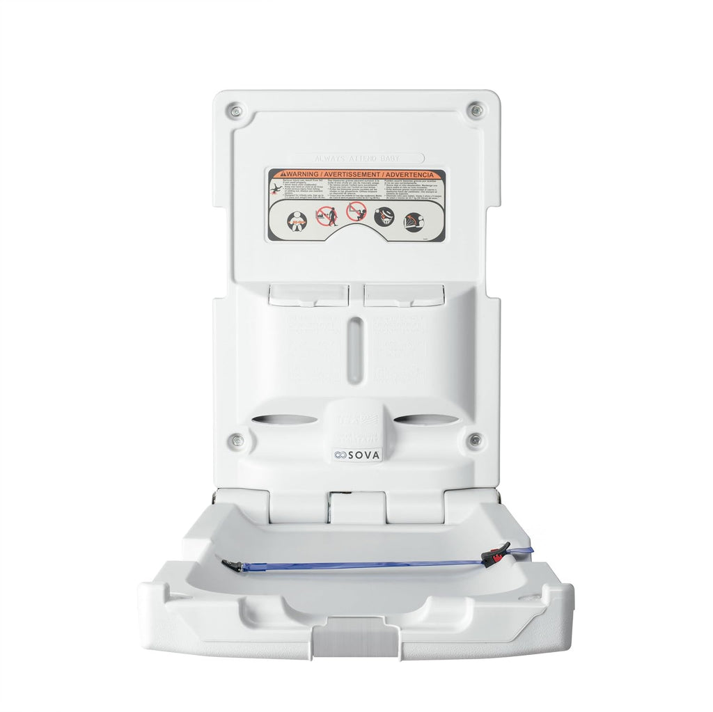 Origin Vertical Changing Station, Surface Mount, EZ Mount, Light Gray | Slim vertical wall-mount HDPE; steel hinge;