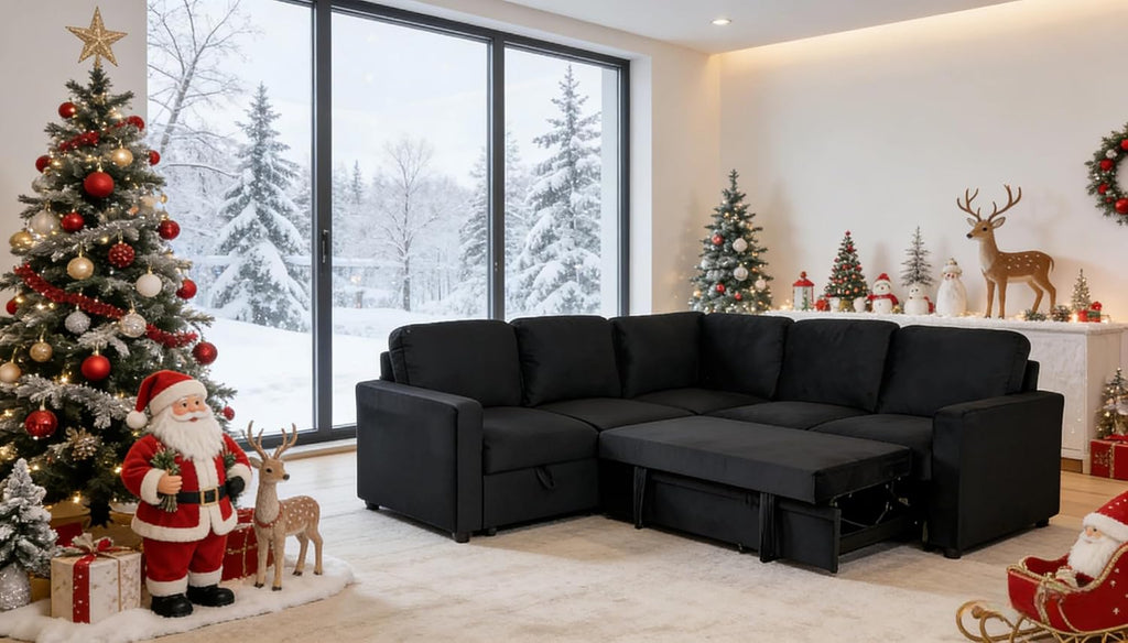 Sectional Sleeper Sofa with Pull Out Bed, L Shaped Pull Out Couch with Storage Chaise