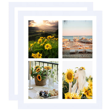 11x14 Collage Picture Frame with Mat Set of 2, Display 5 Pcs 4x6 Photos or 11x14 Picture, Five Opening 4x6 Picture