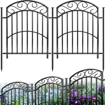 8 Panels No Dig Decorative Outdoor Garden Fences for Garden Yard Backyard , 32in(H)×18Ft(L) Metal Rustproof Thickened