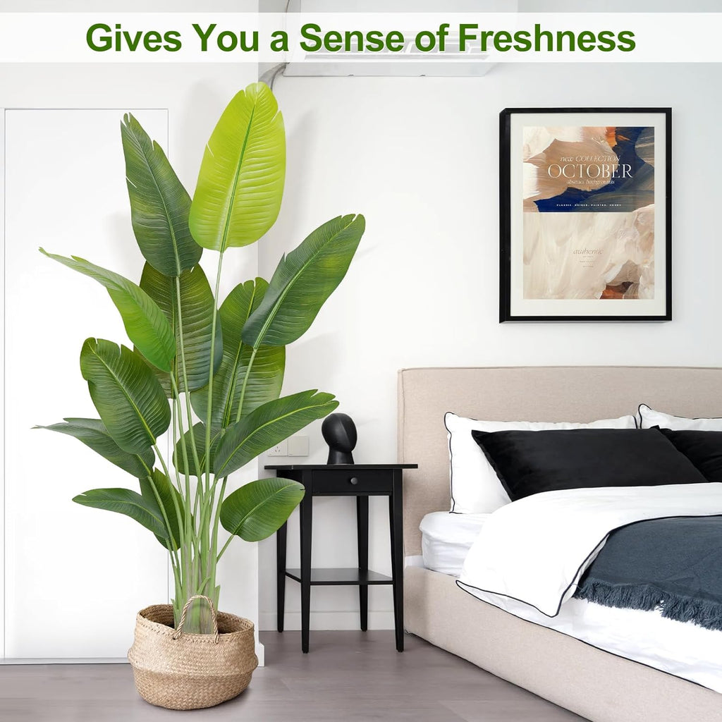 Lifelike Bird of Paradise Artificial Plant,6ft Faux Banana Leaf Tree with 13 Trunks - Perfect Indoor Silk Floor Plant