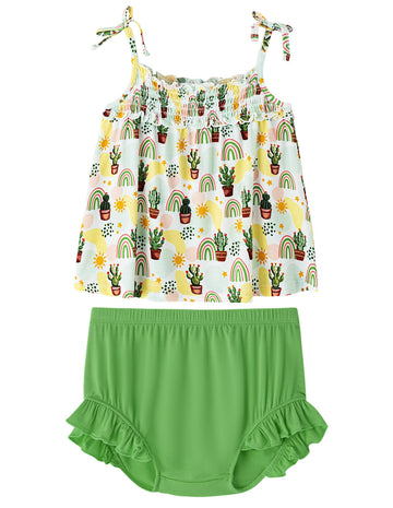 Baby Girls Sleeveless Top Bloomer Set Cami Tops Bloomers Shorts Clothes Sets Cute Summer Bamboo Viscose Outfit