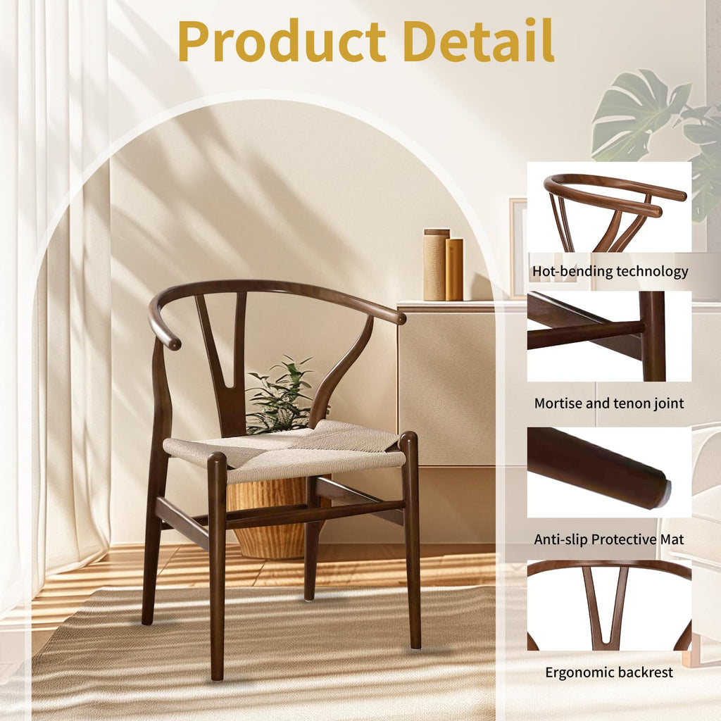 Y Wishbone Chair, Solid Ash Wood Dining Chair (Walnut)