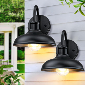 Gooseneck Outdoor Light Fixtures, 2-Pack Farmhouse Barn Lights for Porch