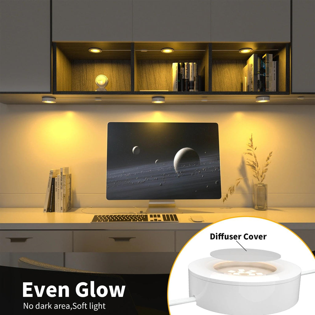Linkable LED Puck Light,Hardwired Under Cabinet Lighting with Switch
