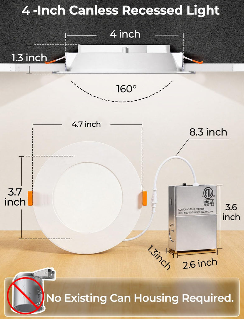 LED Reccessed Downlights, Color Changing, 4 Inch, Recessed Ceiling Lights (6 Packs)