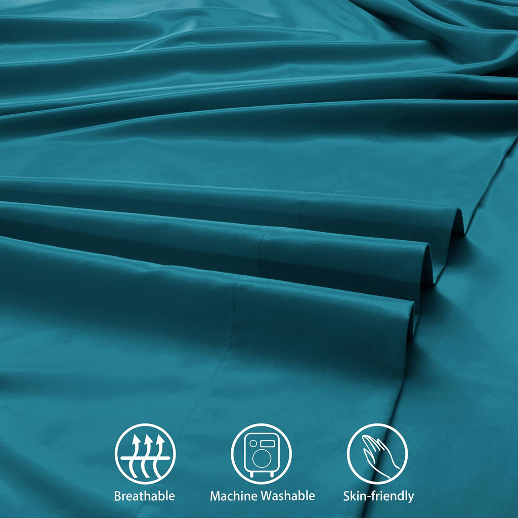 4 Piece Extra Deep Pocket King Sheets Set, Teal