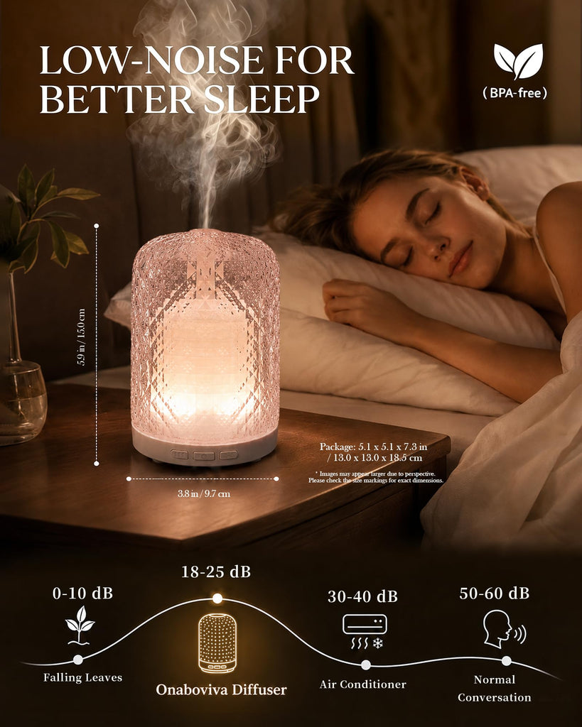 Pink Glass Essential Oil Diffuser with Pulse/Continuous Mist