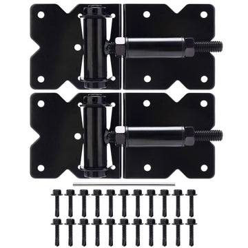 Self Closing Gate Hinges, Heavy Duty Hardware for Outdoor Vinyl/Woodn Fence Gates, 90 Degree Adjustable Gate Hinges