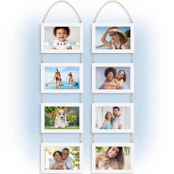 4x6 Hanging Picture Frames Collage with 8 Openings - Winter White, 2 PK