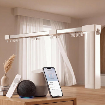 Pre-Assembled Telescopic Smart Curtain Track, No Splicing/Cutting, AC Plug-in WiFi Motor (No Hub Required)
