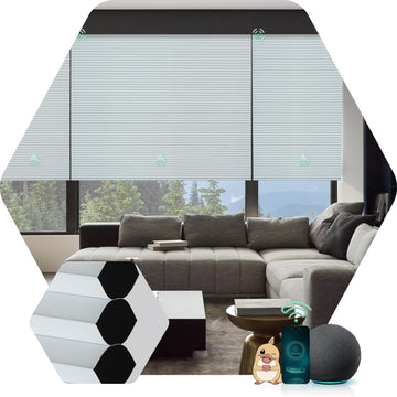 Motorized Cellular Shades, Custom, Blackout, White